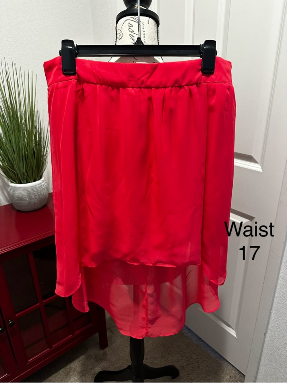 Maurices Bright Red High-Low Chiffon Skirt